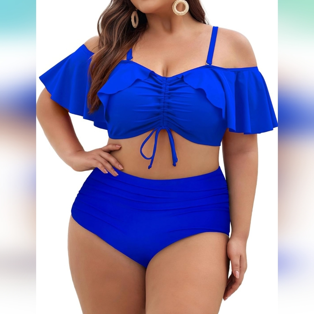 HANNA NIKOLE 2 Piece Ruffle Curvy Bikini Set